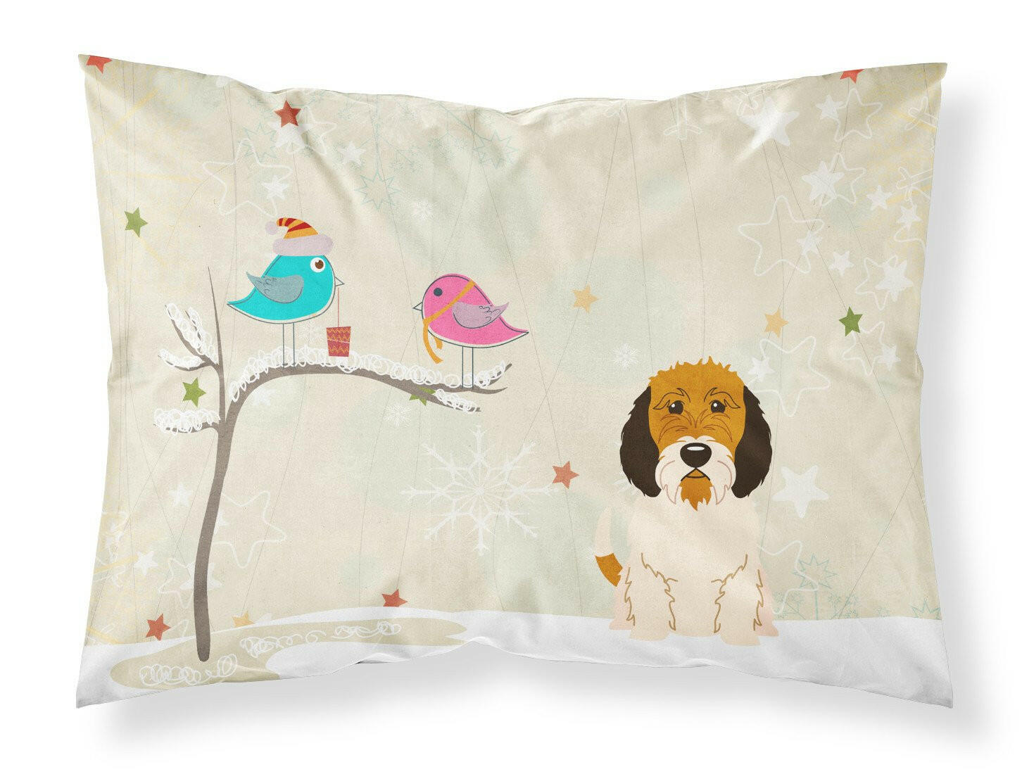 Christmas Presents between Friends Petit Basset Griffon Vendeen Standard Pillowcase Lightweight Super Soft Easy Care Decorative Artwork Pillowcase, Standard