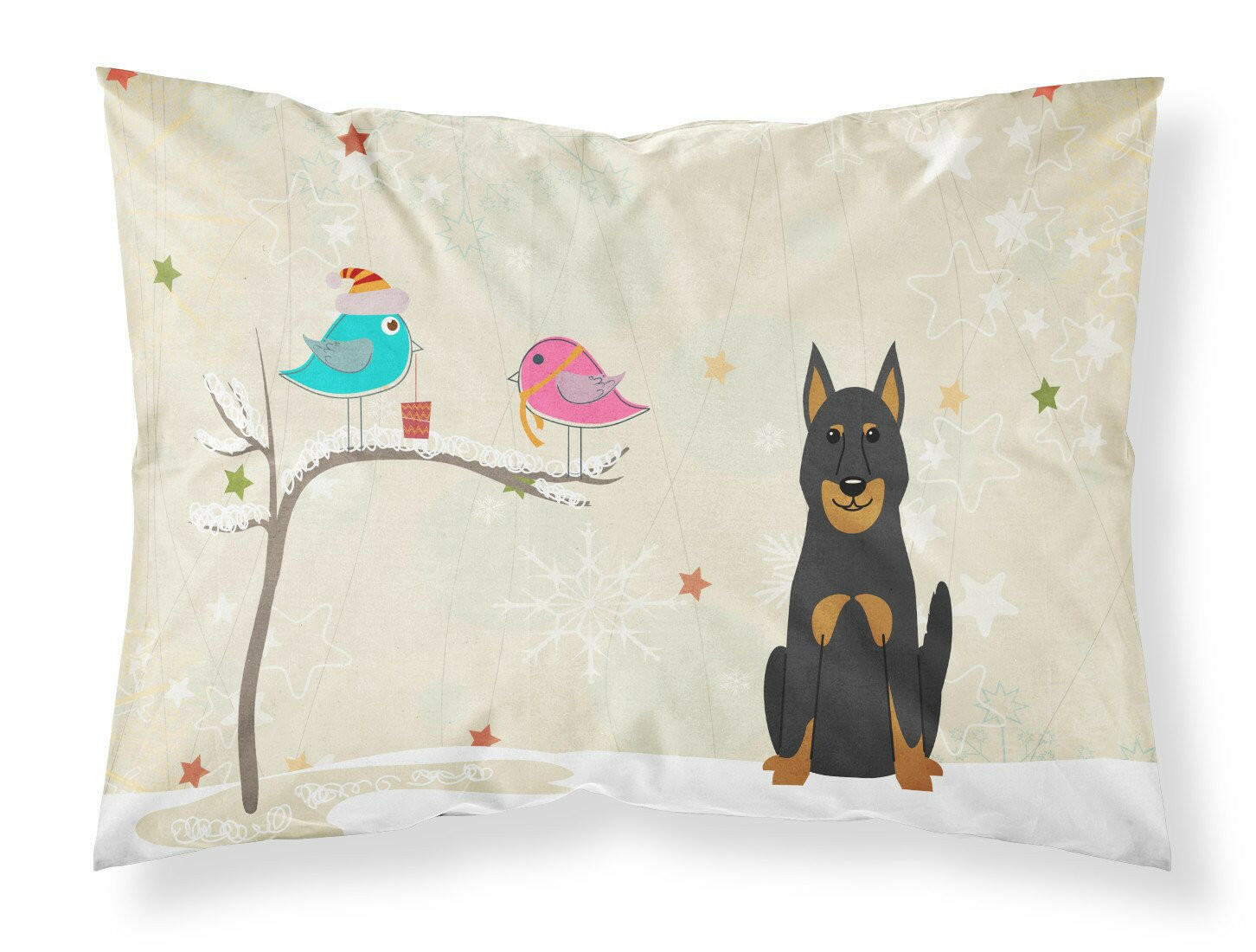 Christmas Presents between Friends Beauce Shepherd Dog Standard Pillowcase Lightweight Super Soft Easy Care Decorative Artwork Pillowcase, Standard
