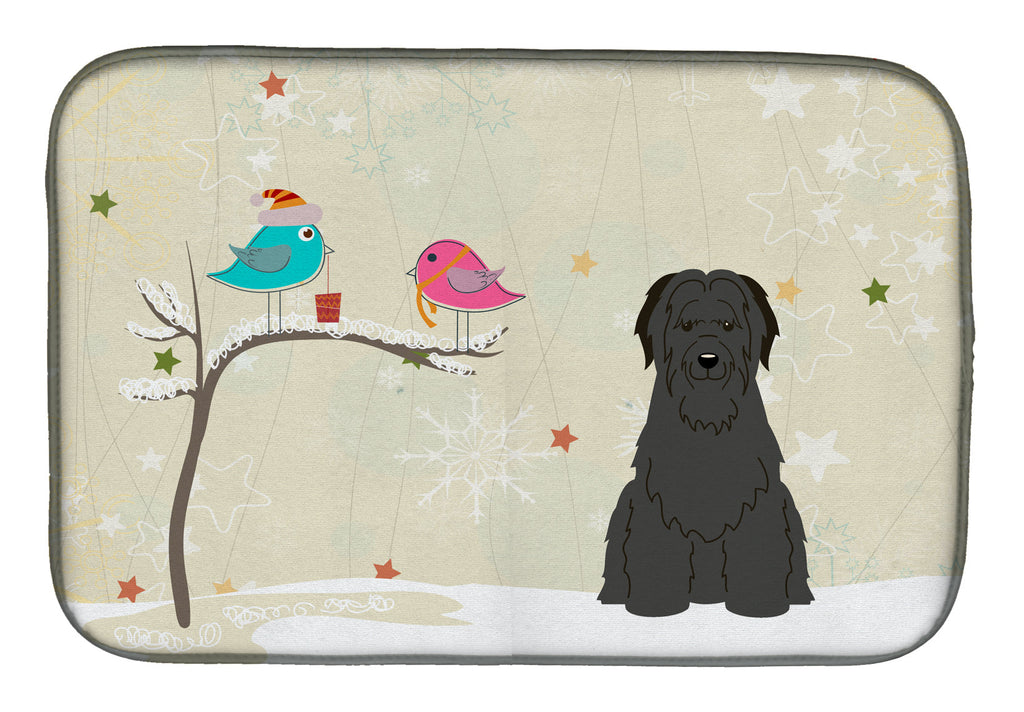 Christmas Presents between Friends Briard - Black Dish Drying Mat Absorbent Dish Drying Mat Pad for Kitchen Counter Dish Drainer Mat for Countertop, 14 x 21", Multicolor