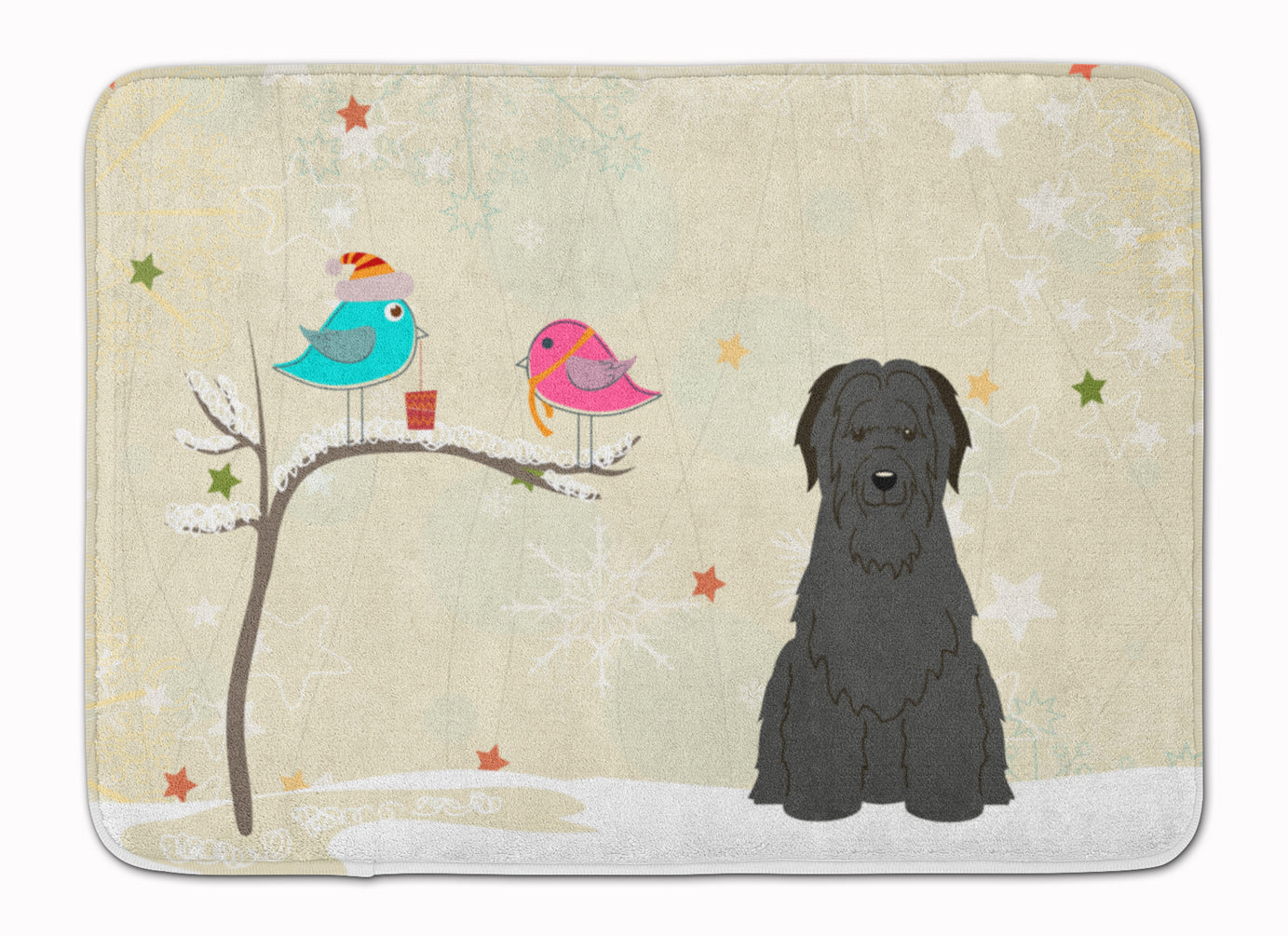 Christmas Presents between Friends Briard - Black Memory Foam Kitchen Mat Machine Washable Anti-Fatigue Cushion Comfort Bath or Kitchen Rug