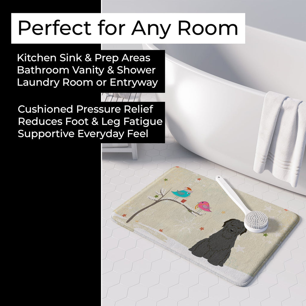 Christmas Presents between Friends Briard - Black Memory Foam Kitchen Mat Machine Washable Anti-Fatigue Cushion Comfort Bath or Kitchen Rug