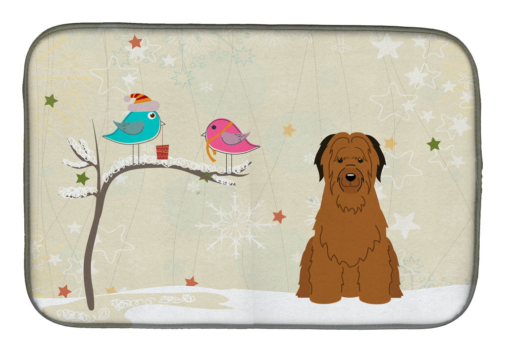 Christmas Presents between Friends Briard - Brown Dish Drying Mat Absorbent Dish Drying Mat Pad for Kitchen Counter Dish Drainer Mat for Countertop, 14 x 21", Multicolor