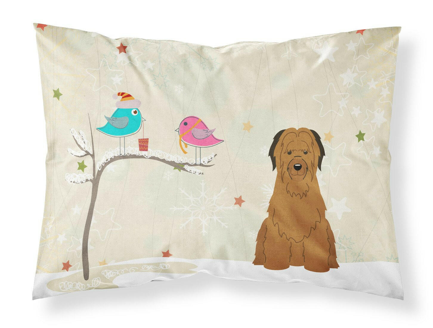 Christmas Presents between Friends Briard - Brown Standard Pillowcase Lightweight Super Soft Easy Care Decorative Artwork Pillowcase, Standard