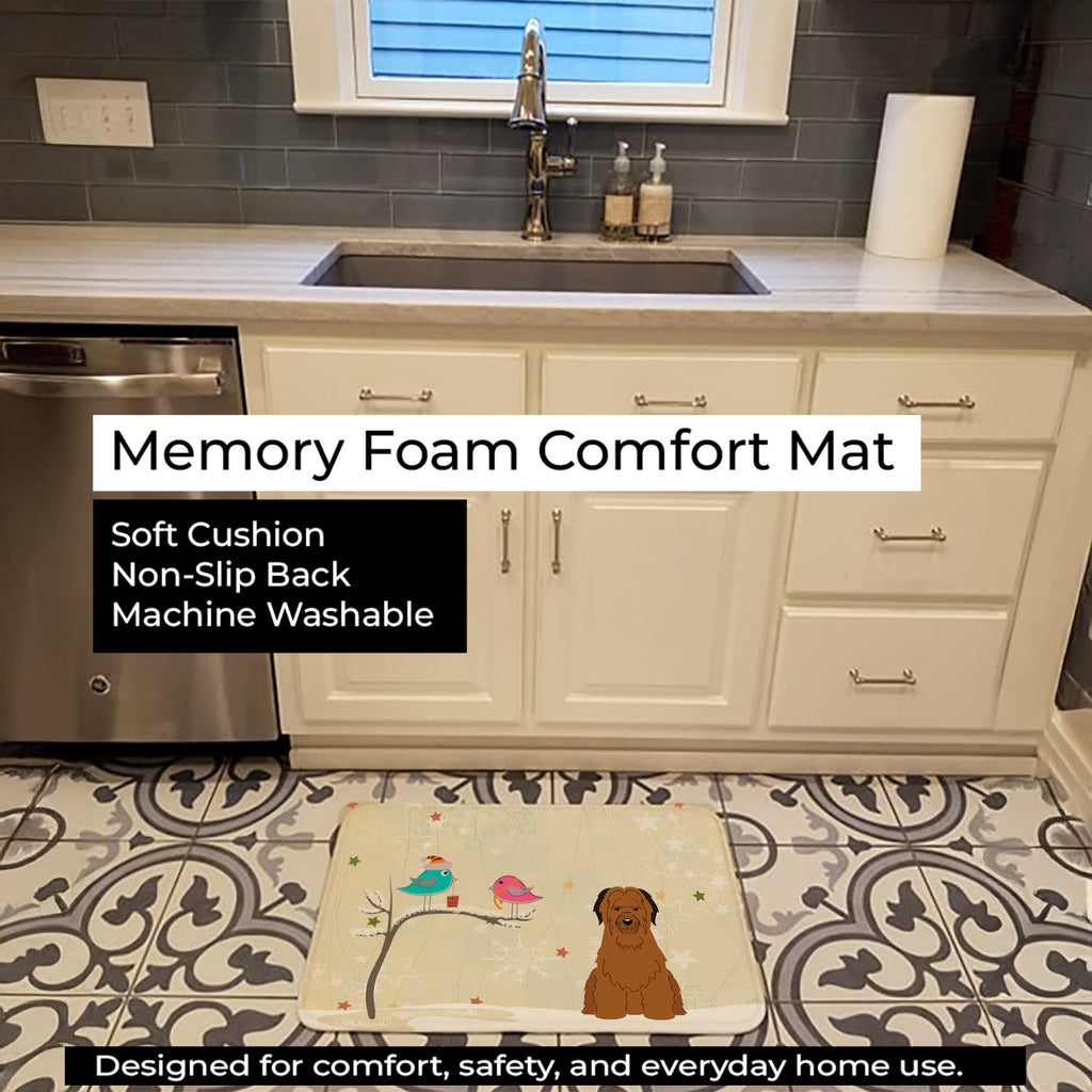 Christmas Presents between Friends Briard - Brown Memory Foam Kitchen Mat Machine Washable Anti-Fatigue Cushion Comfort Bath or Kitchen Rug