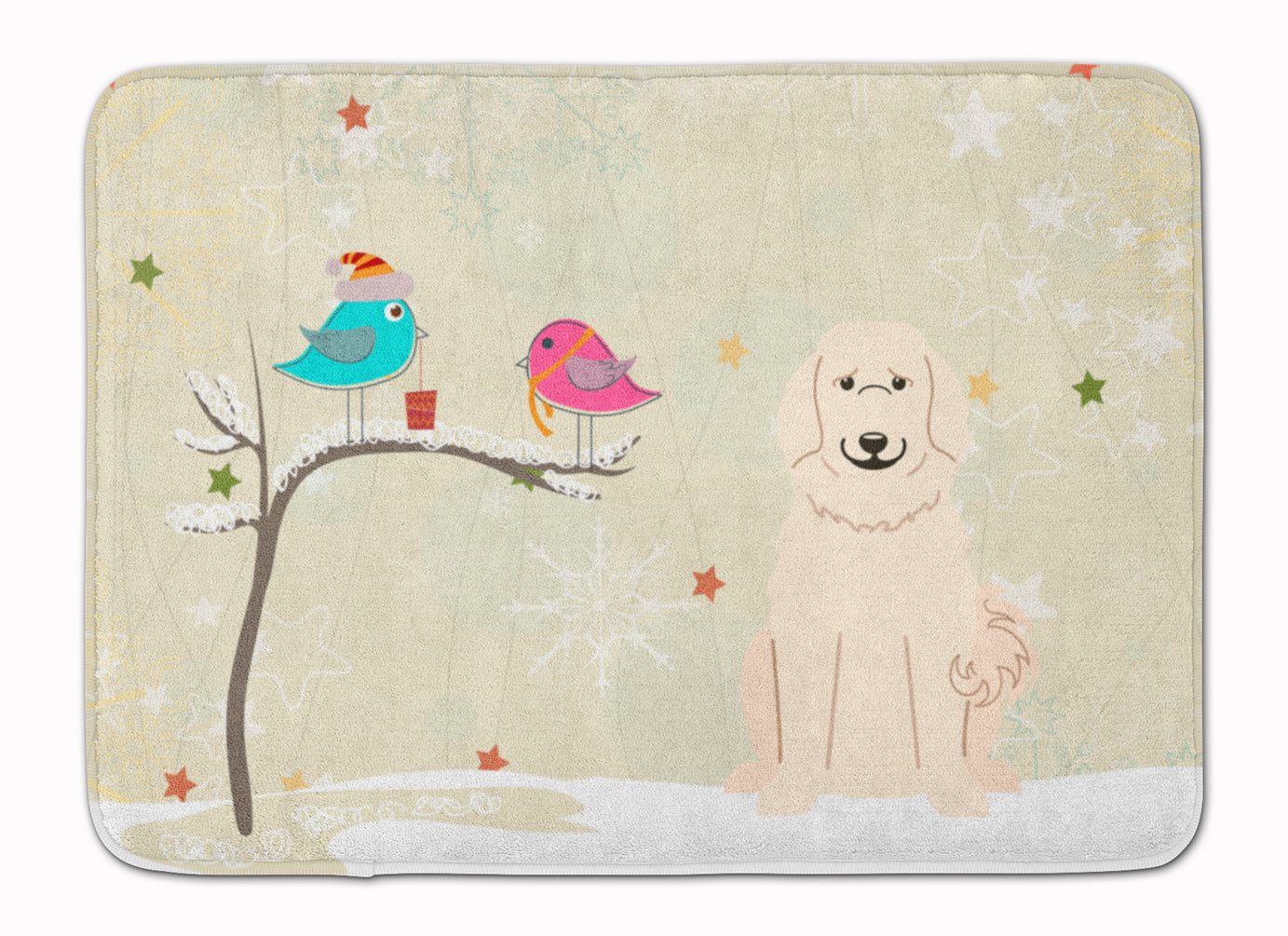 Christmas Presents between Friends Great Pyrenees Memory Foam Kitchen Mat Machine Washable Anti-Fatigue Cushion Comfort Bath or Kitchen Rug
