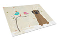 Christmas Presents between Friends Bullmastiff Cutting Board Tempered Glass Kitchen Cutting Surface, Heat Resistant Chopping, Non-Slip Feet, Food Prep & Serving