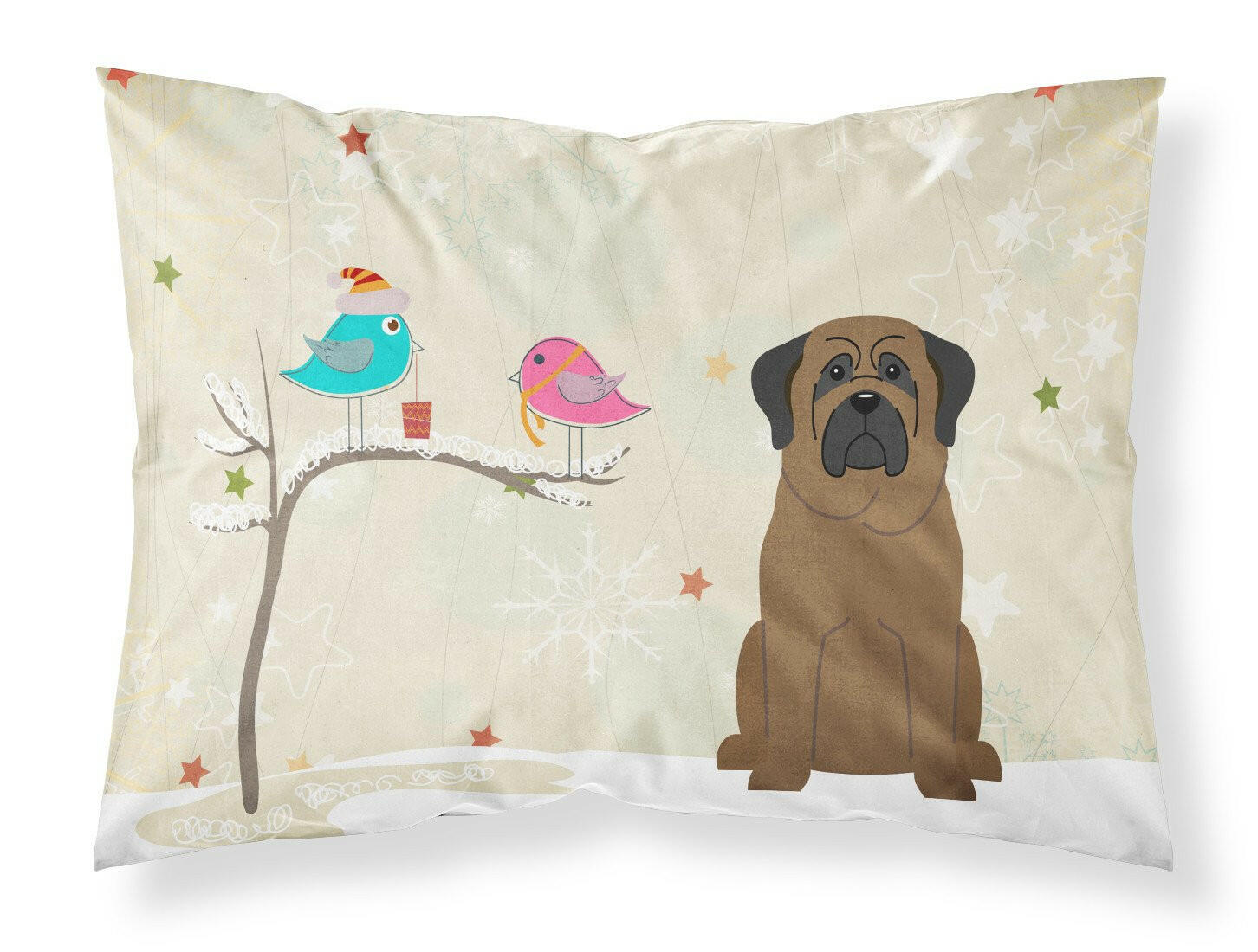Christmas Presents between Friends Bullmastiff Standard Pillowcase Lightweight Super Soft Easy Care Decorative Artwork Pillowcase, Standard
