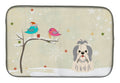 Christmas Presents between Friends Shih Tzu - Silver and White Dish Drying Mat Absorbent Dish Drying Mat Pad for Kitchen Counter Dish Drainer Mat for Countertop, 14 x 21", Multicolor