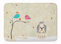 Christmas Presents between Friends Shih Tzu - Silver and White Memory Foam Kitchen Mat Machine Washable Anti-Fatigue Cushion Comfort Bath or Kitchen Rug