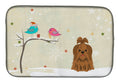 Christmas Presents between Friends Shih Tzu - Chocolate Dish Drying Mat Absorbent Dish Drying Mat Pad for Kitchen Counter Dish Drainer Mat for Countertop, 14 x 21", Multicolor