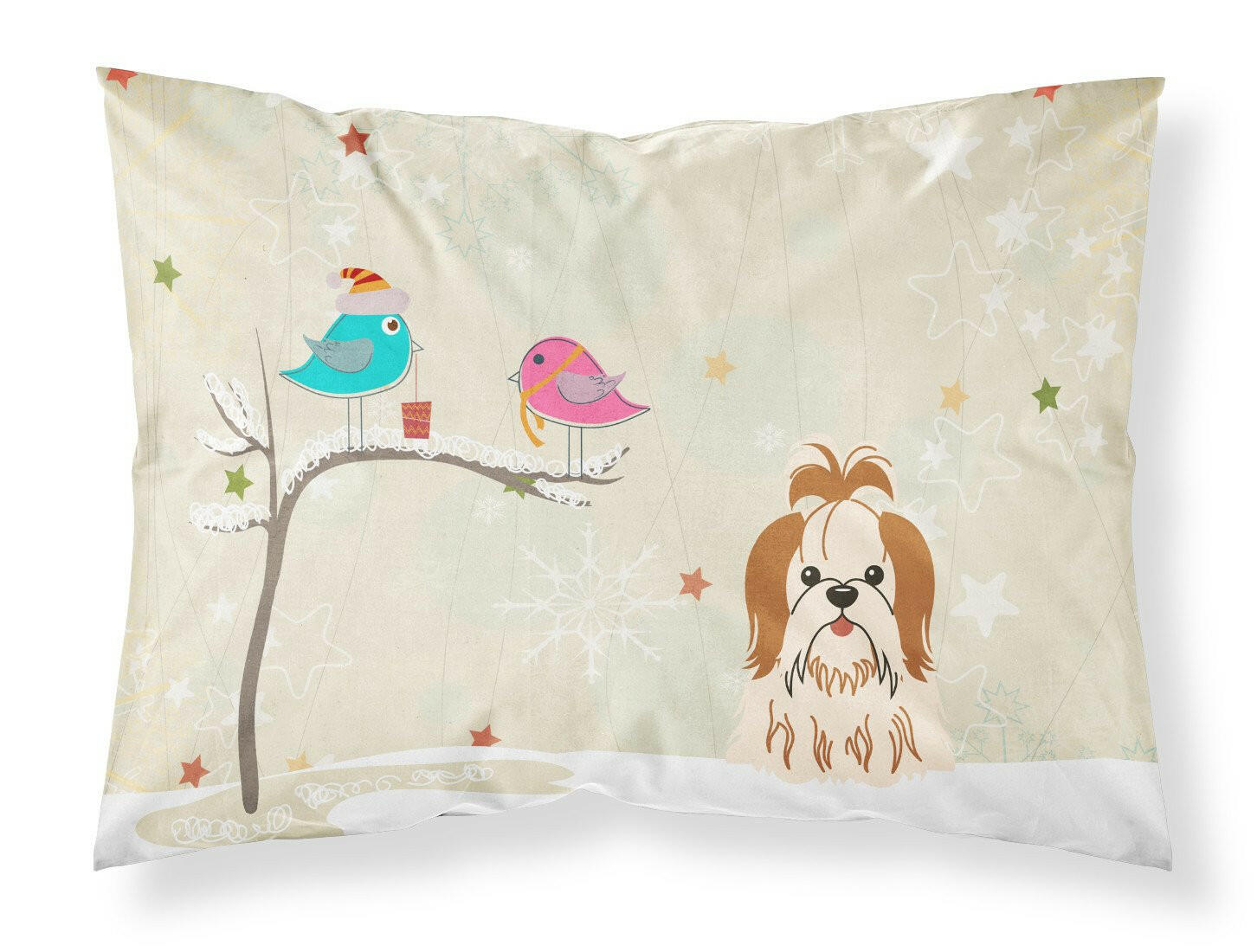 Christmas Presents between Friends Shih Tzu - Red and White Standard Pillowcase Lightweight Super Soft Easy Care Decorative Artwork Pillowcase, Standard
