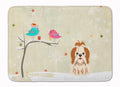 Christmas Presents between Friends Shih Tzu - Red and White Memory Foam Kitchen Mat Machine Washable Anti-Fatigue Cushion Comfort Bath or Kitchen Rug