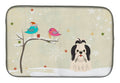 Christmas Presents between Friends Shih Tzu - Black and White Dish Drying Mat Absorbent Dish Drying Mat Pad for Kitchen Counter Dish Drainer Mat for Countertop, 14 x 21", Multicolor