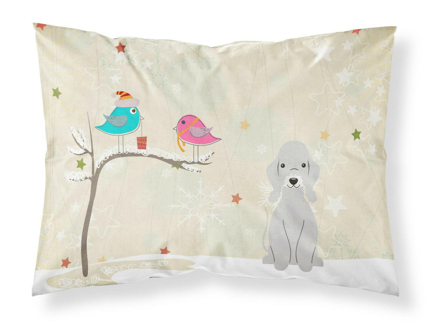 Christmas Presents between Friends Bedlington Terrier - Blue Standard Pillowcase Lightweight Super Soft Easy Care Decorative Artwork Pillowcase, Standard
