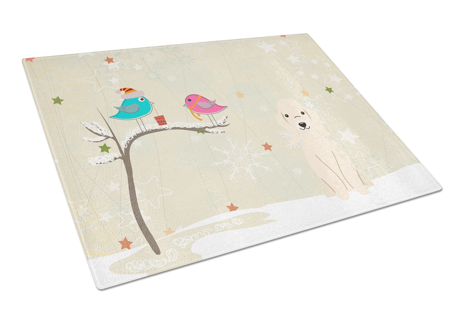 Christmas Presents between Friends Bedlington Terrier - Sandy Cutting Board Tempered Glass Kitchen Cutting Surface, Heat Resistant Chopping, Non-Slip Feet, Food Prep & Serving