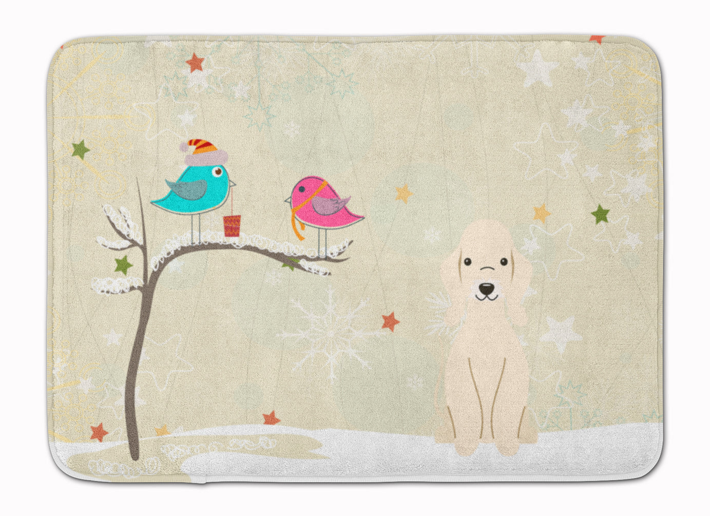Christmas Presents between Friends Bedlington Terrier - Sandy Memory Foam Kitchen Mat Machine Washable Anti-Fatigue Cushion Comfort Bath or Kitchen Rug