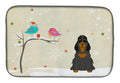 Christmas Presents between Friends Cocker Spaniel - Black and Tan Dish Drying Mat Absorbent Dish Drying Mat Pad for Kitchen Counter Dish Drainer Mat for Countertop, 14 x 21", Multicolor