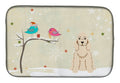 Christmas Presents between Friends Cocker Spaniel - Buff Dish Drying Mat Absorbent Dish Drying Mat Pad for Kitchen Counter Dish Drainer Mat for Countertop, 14 x 21", Multicolor