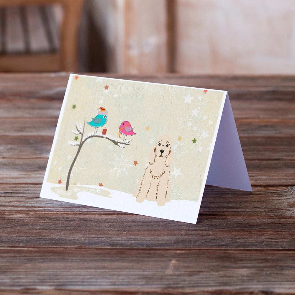 Christmas Presents between Friends Cocker Spaniel - Buff Greeting Cards Pack of 8 Blank Cards with Envelopes Whimsical A7 Size 5x7