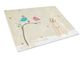 Christmas Presents between Friends Cocker Spaniel - Buff Cutting Board Tempered Glass Kitchen Cutting Surface, Heat Resistant Chopping, Non-Slip Feet, Food Prep & Serving