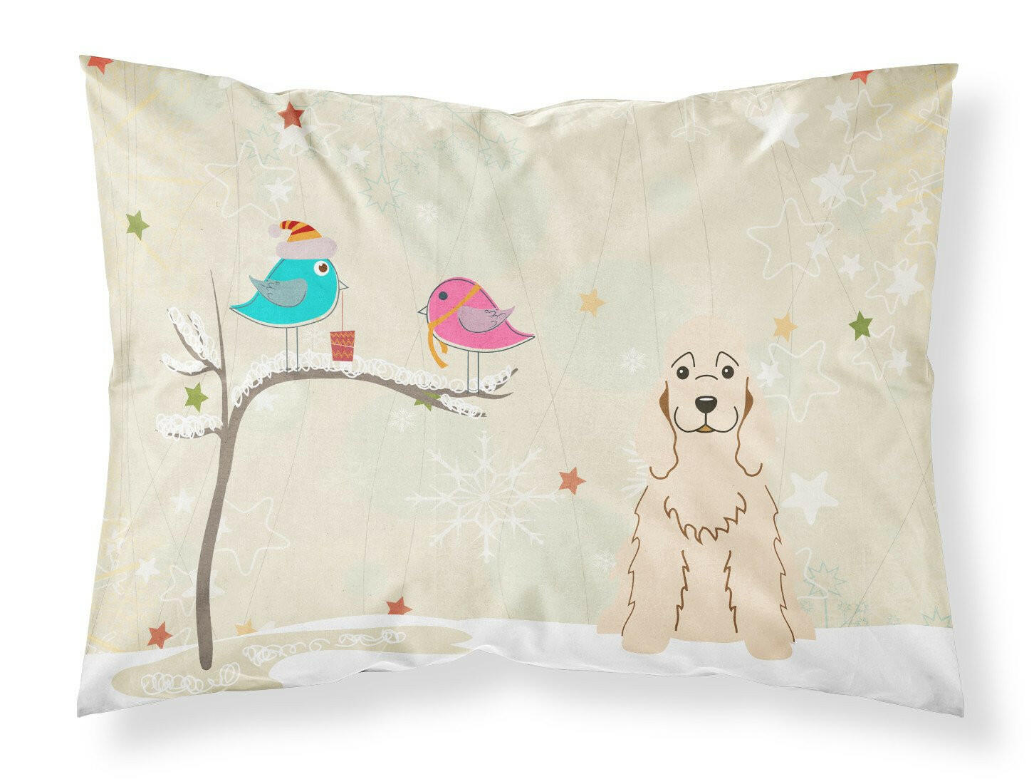 Christmas Presents between Friends Cocker Spaniel - Buff Standard Pillowcase Lightweight Super Soft Easy Care Decorative Artwork Pillowcase, Standard