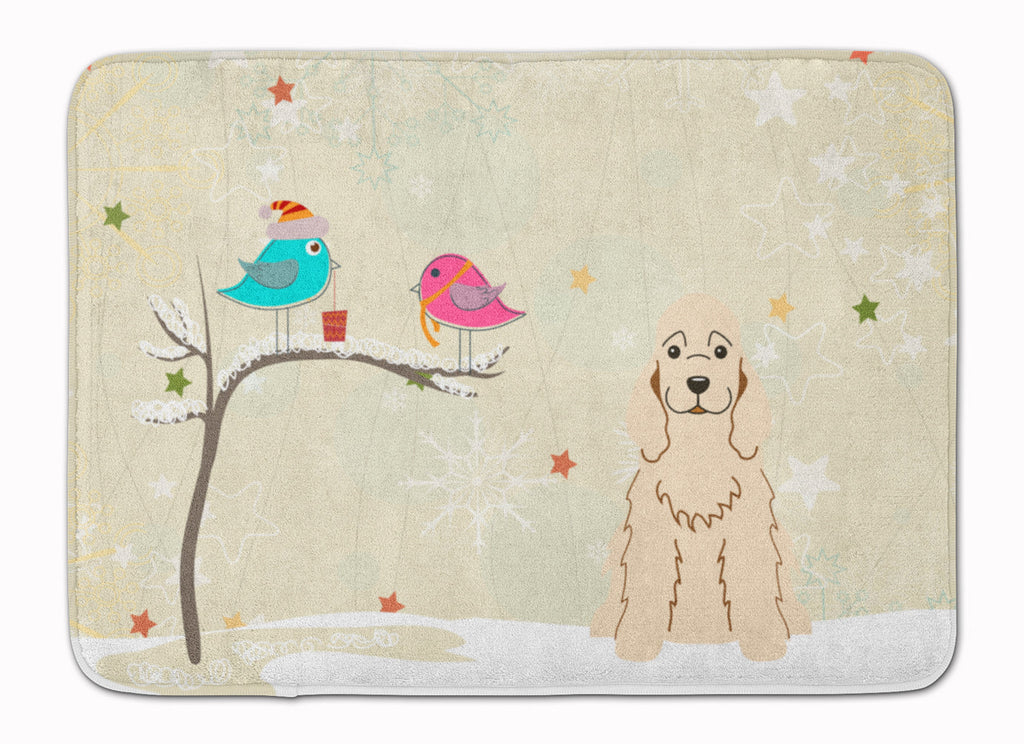Christmas Presents between Friends Cocker Spaniel - Buff Memory Foam Kitchen Mat Machine Washable Anti-Fatigue Cushion Comfort Bath or Kitchen Rug