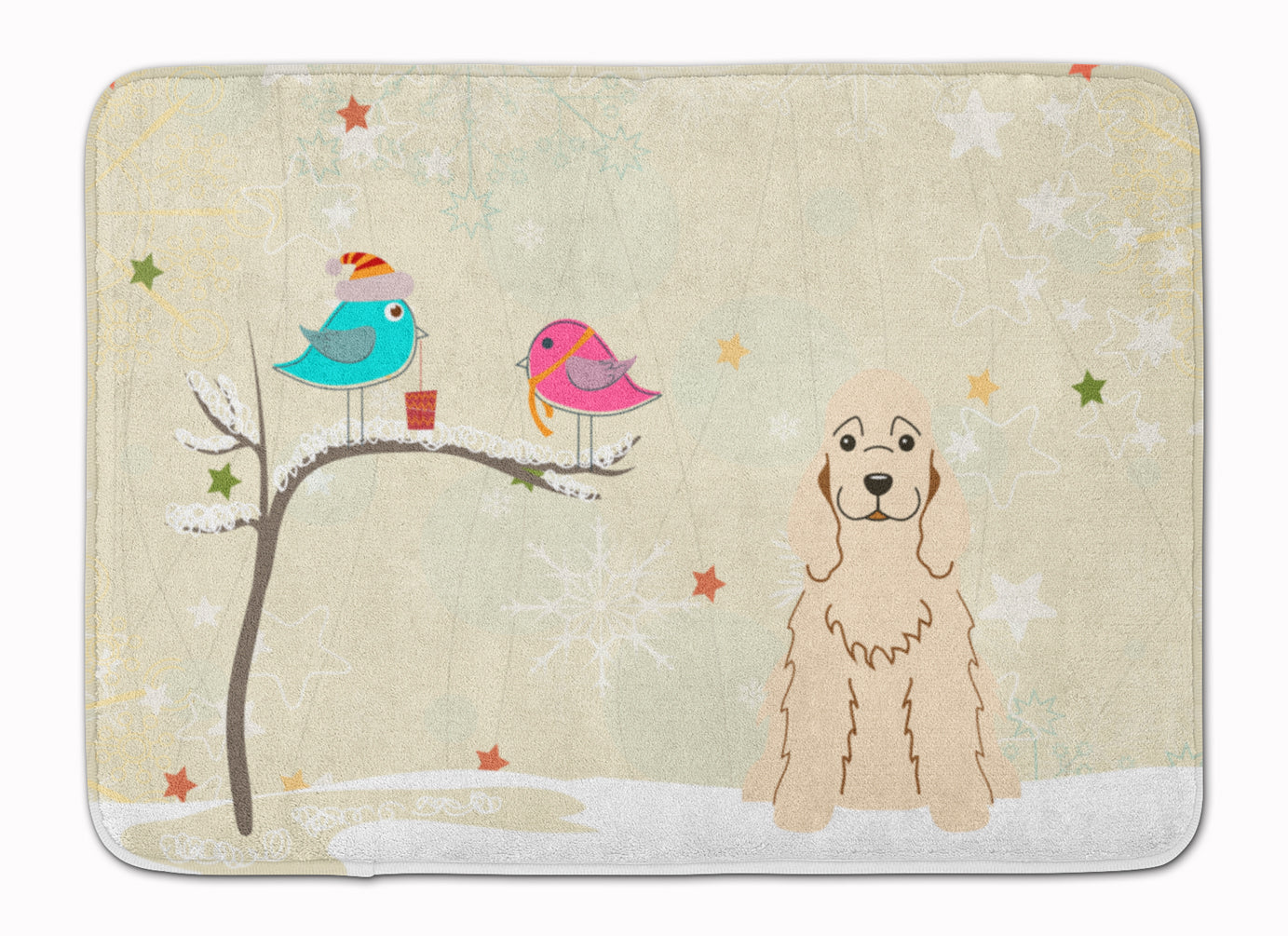 Christmas Presents between Friends Cocker Spaniel - Buff Memory Foam Kitchen Mat Machine Washable Anti-Fatigue Cushion Comfort Bath or Kitchen Rug