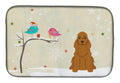 Christmas Presents between Friends Cocker Spaniel - Red Dish Drying Mat Absorbent Dish Drying Mat Pad for Kitchen Counter Dish Drainer Mat for Countertop, 14 x 21", Multicolor