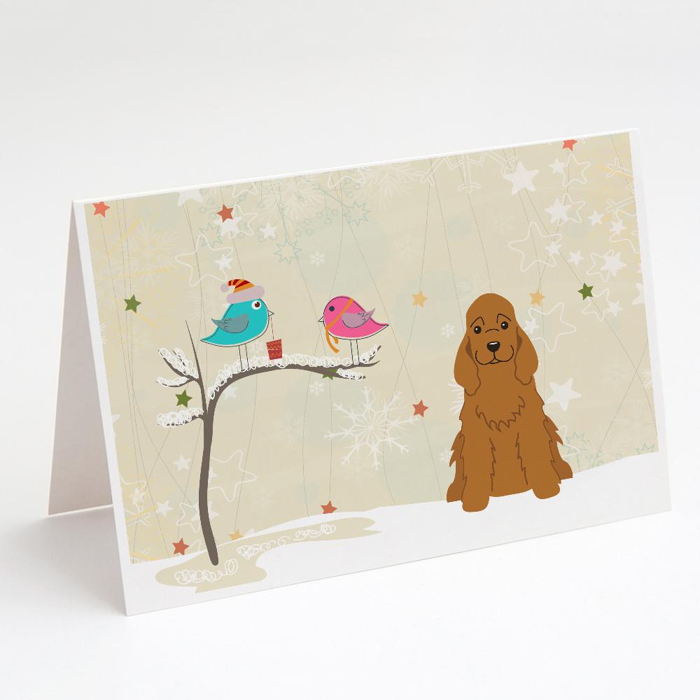 Christmas Presents between Friends Cocker Spaniel - Red Greeting Cards Pack of 8 Blank Cards with Envelopes Whimsical A7 Size 5x7