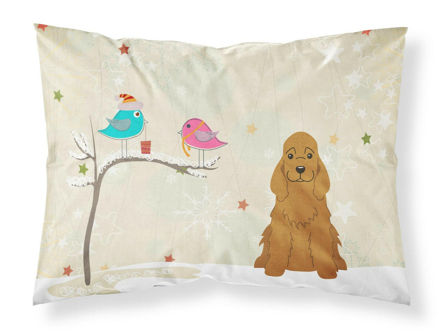Christmas Presents between Friends Cocker Spaniel - Red Standard Pillowcase Lightweight Super Soft Easy Care Decorative Artwork Pillowcase, Standard