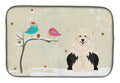Christmas Presents between Friends Old English Sheepdog Dish Drying Mat Absorbent Dish Drying Mat Pad for Kitchen Counter Dish Drainer Mat for Countertop, 14 x 21", Multicolor
