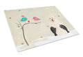 Christmas Presents between Friends Old English Sheepdog Cutting Board Tempered Glass Kitchen Cutting Surface, Heat Resistant Chopping, Non-Slip Feet, Food Prep & Serving
