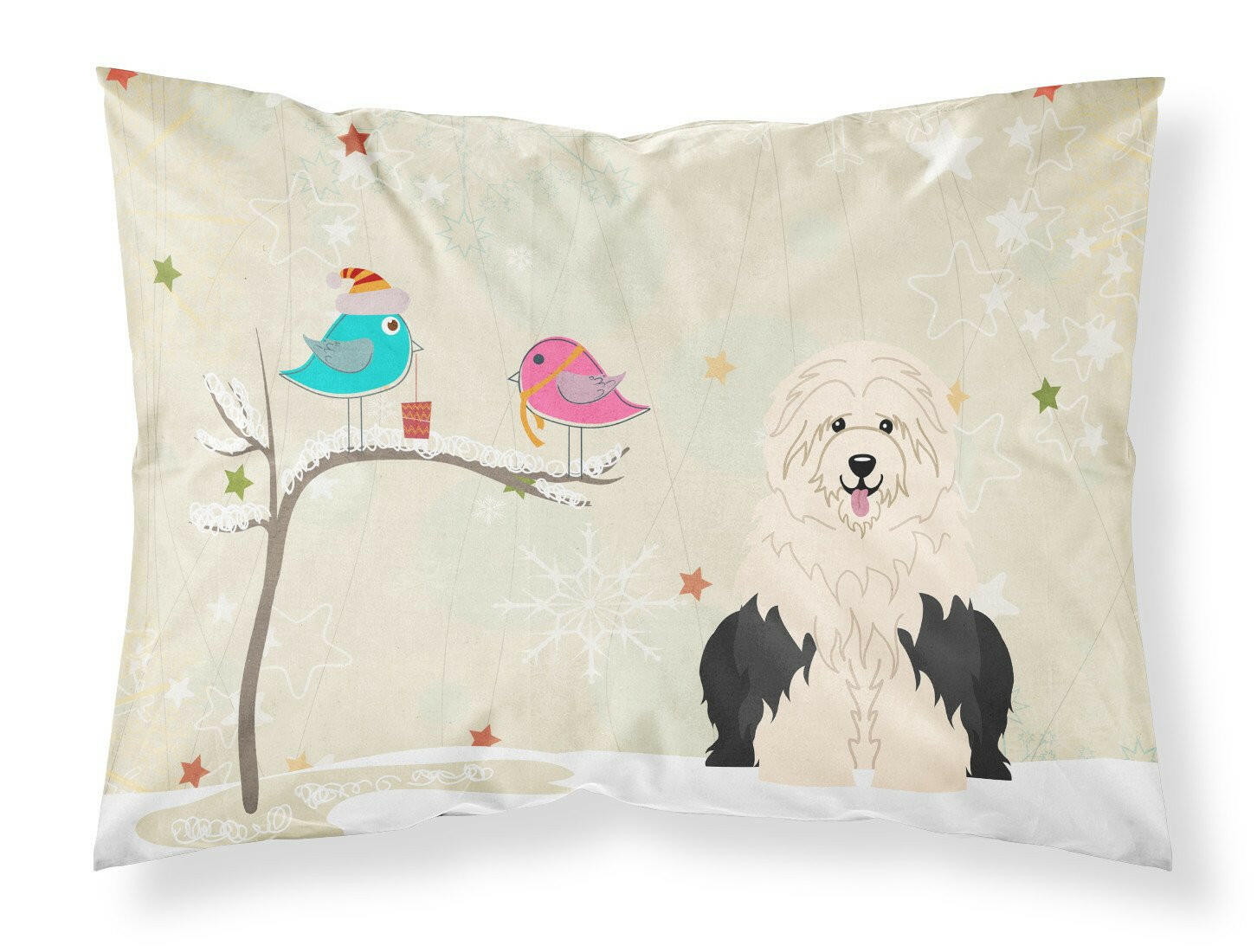 Christmas Presents between Friends Old English Sheepdog Standard Pillowcase Lightweight Super Soft Easy Care Decorative Artwork Pillowcase, Standard