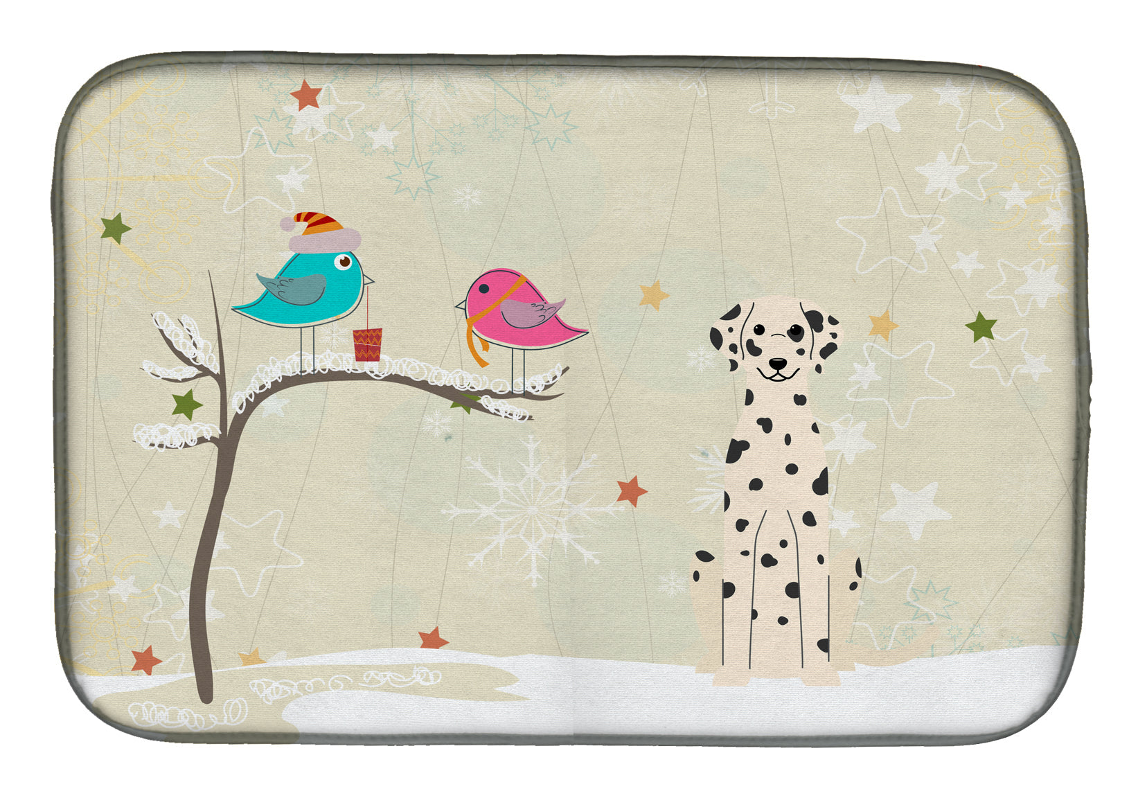 Christmas Presents between Friends Dalmatian Dish Drying Mat Absorbent Dish Drying Mat Pad for Kitchen Counter Dish Drainer Mat for Countertop, 14 x 21", Multicolor