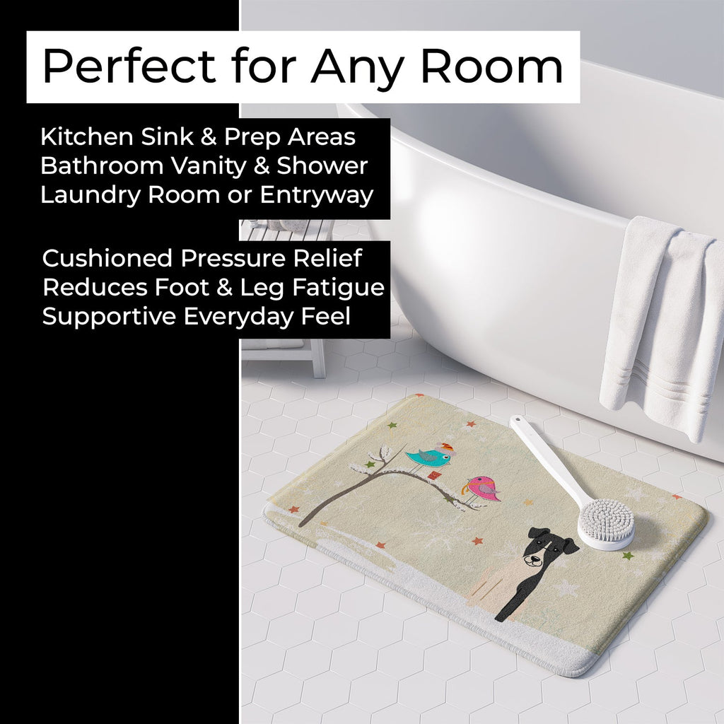 Christmas Presents between Friends Fox Terrier - Smooth Memory Foam Kitchen Mat Machine Washable Anti-Fatigue Cushion Comfort Bath or Kitchen Rug