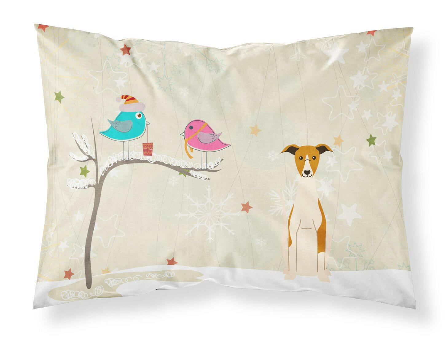 Christmas Presents between Friends Whippet Standard Pillowcase Lightweight Super Soft Easy Care Decorative Artwork Pillowcase, Standard