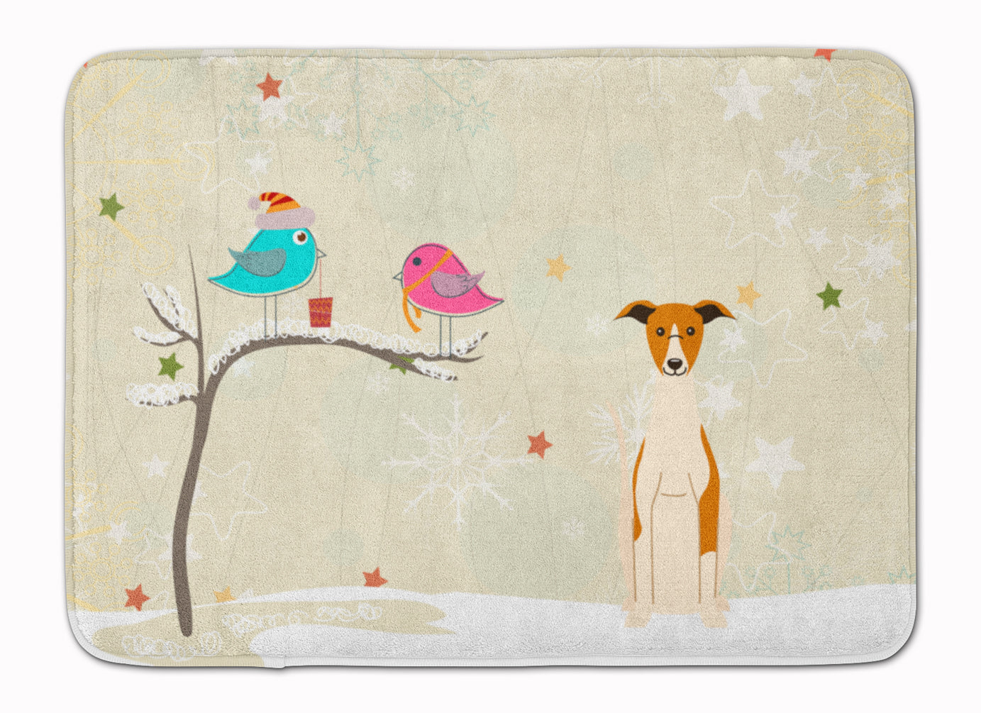 Christmas Presents between Friends Whippet Memory Foam Kitchen Mat Machine Washable Anti-Fatigue Cushion Comfort Bath or Kitchen Rug