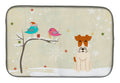 Christmas Presents between Friends Fox Terrier - Wire Dish Drying Mat Absorbent Dish Drying Mat Pad for Kitchen Counter Dish Drainer Mat for Countertop, 14 x 21", Multicolor
