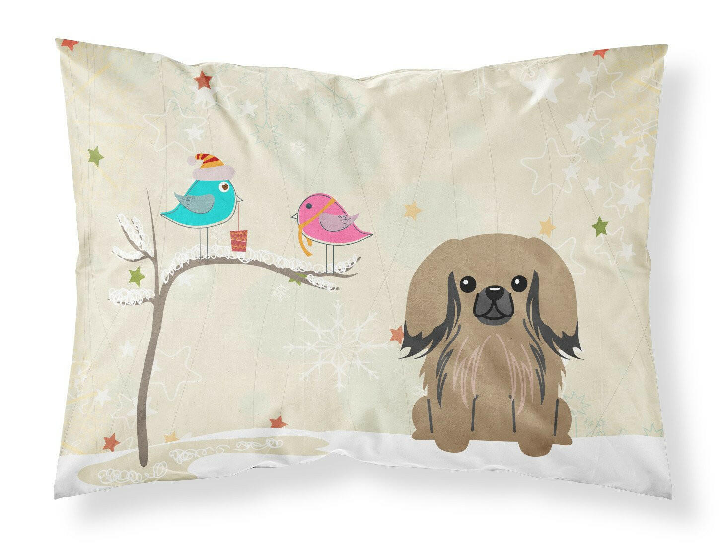 Christmas Presents between Friends Pekingese - Tan Standard Pillowcase Lightweight Super Soft Easy Care Decorative Artwork Pillowcase, Standard