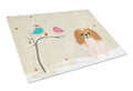 Christmas Presents between Friends Pekingese - Red and White Cutting Board Tempered Glass Kitchen Cutting Surface, Heat Resistant Chopping, Non-Slip Feet, Food Prep & Serving