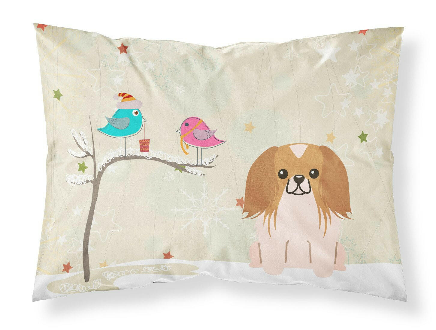 Christmas Presents between Friends Pekingese - Red and White Standard Pillowcase Lightweight Super Soft Easy Care Decorative Artwork Pillowcase, Standard