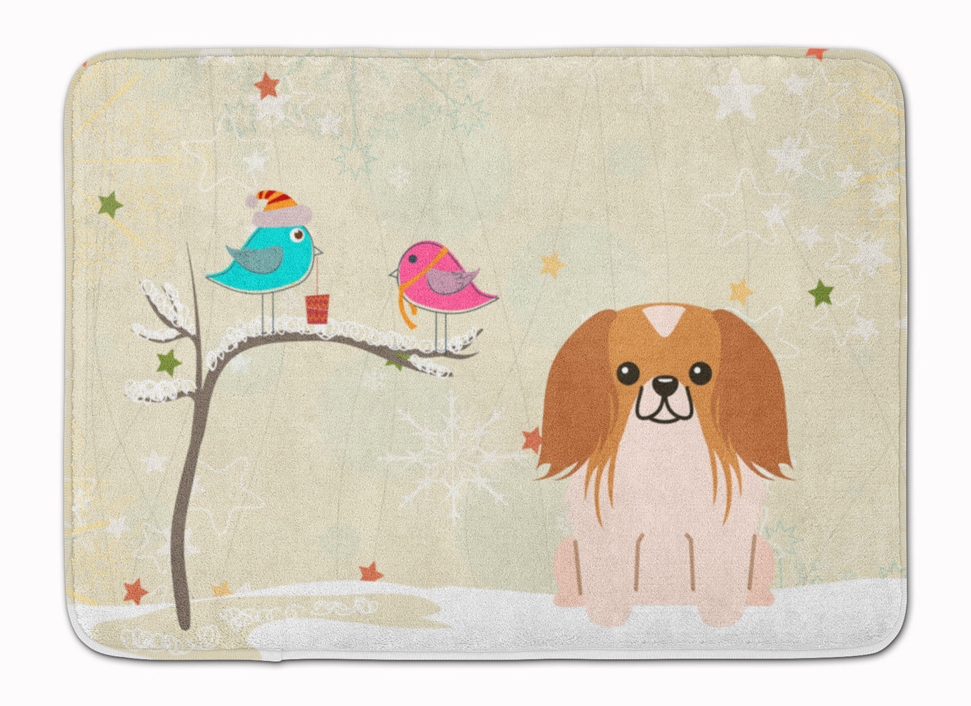 Christmas Presents between Friends Pekingese - Red and White Memory Foam Kitchen Mat Machine Washable Anti-Fatigue Cushion Comfort Bath or Kitchen Rug