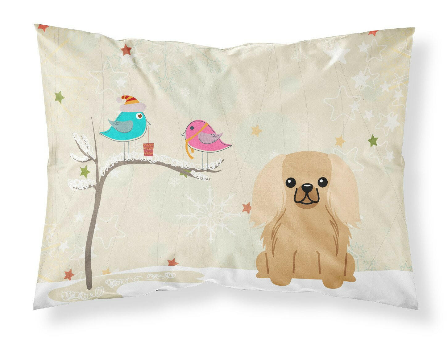 Christmas Presents between Friends Pekingese - Fawn Standard Pillowcase Lightweight Super Soft Easy Care Decorative Artwork Pillowcase, Standard