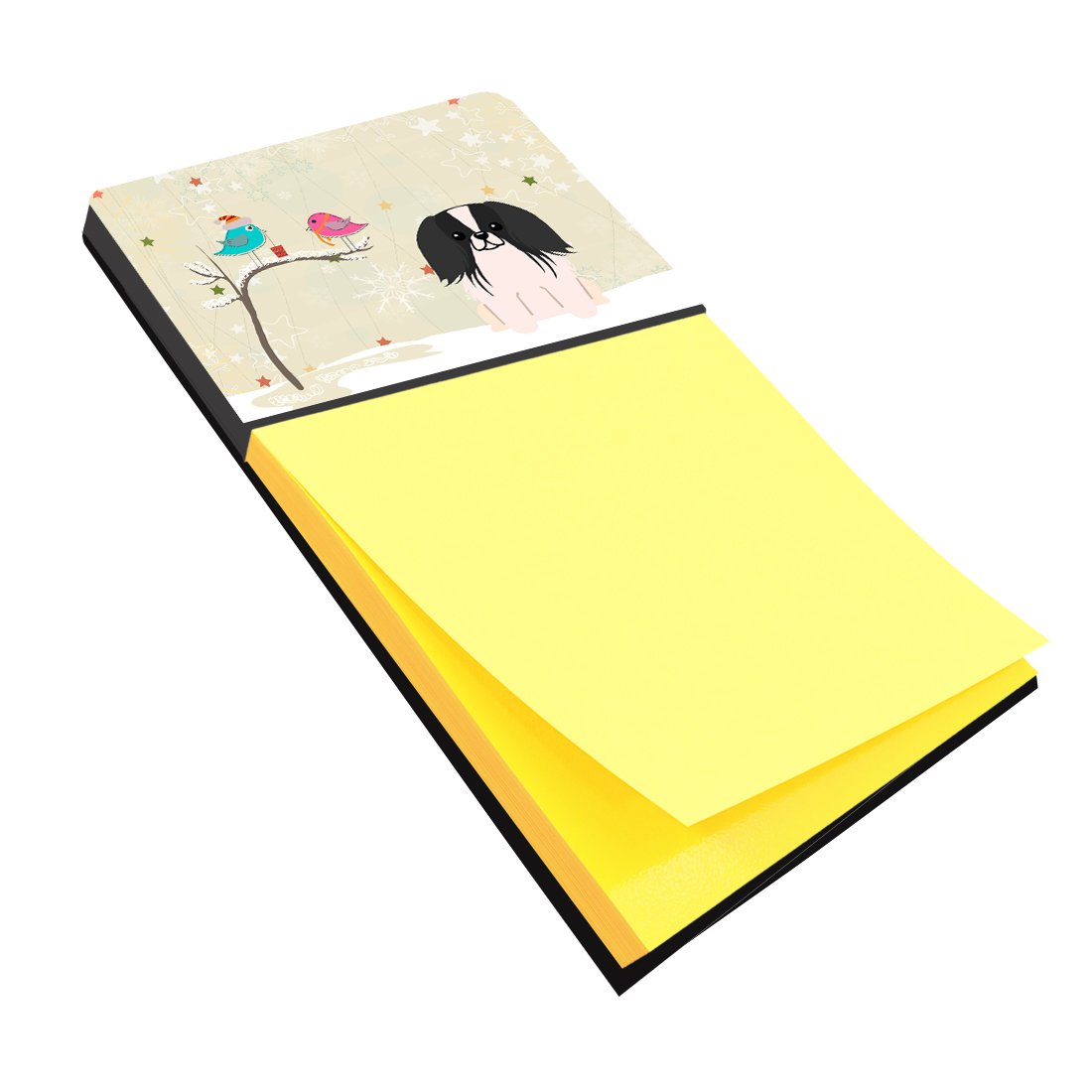 Christmas Presents between Friends Pekingese - Black and White Watercolor Sticky Note Holder Refillable Dispenser Desk Accessory 3x3 Pad Gift