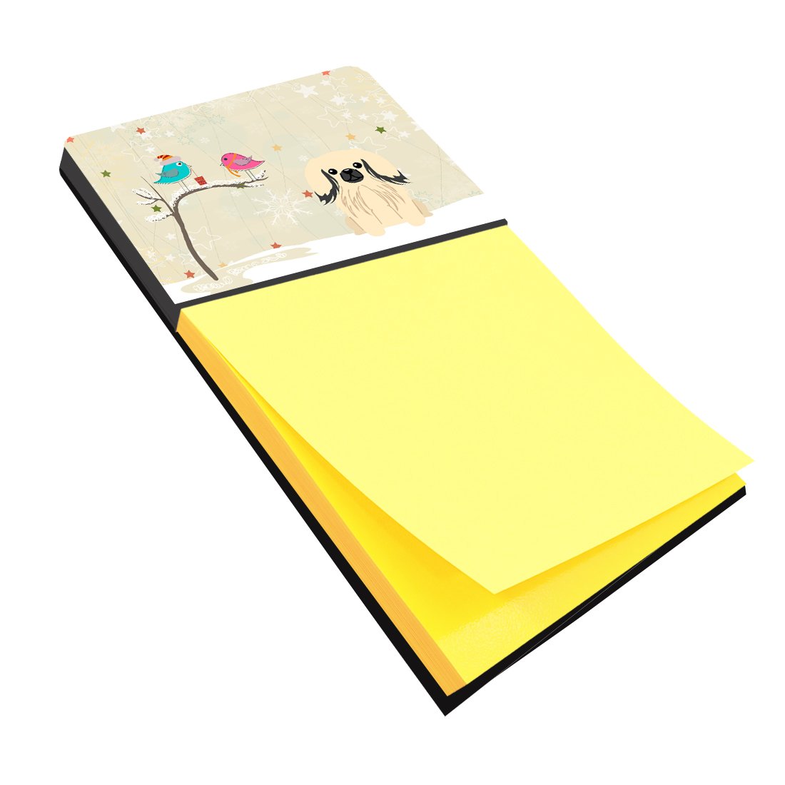 Christmas Presents between Friends Pekingese - Cream Watercolor Sticky Note Holder Refillable Dispenser Desk Accessory 3x3 Pad Gift