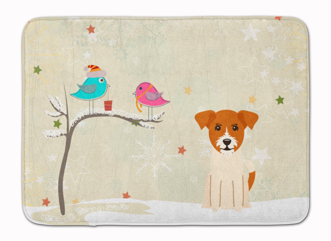 Christmas Presents between Friends Jack Russell Terrier Memory Foam Kitchen Mat Machine Washable Anti-Fatigue Cushion Comfort Bath or Kitchen Rug