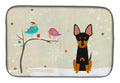 Christmas Presents between Friends English Toy Terrier Dish Drying Mat Absorbent Dish Drying Mat Pad for Kitchen Counter Dish Drainer Mat for Countertop, 14 x 21", Multicolor