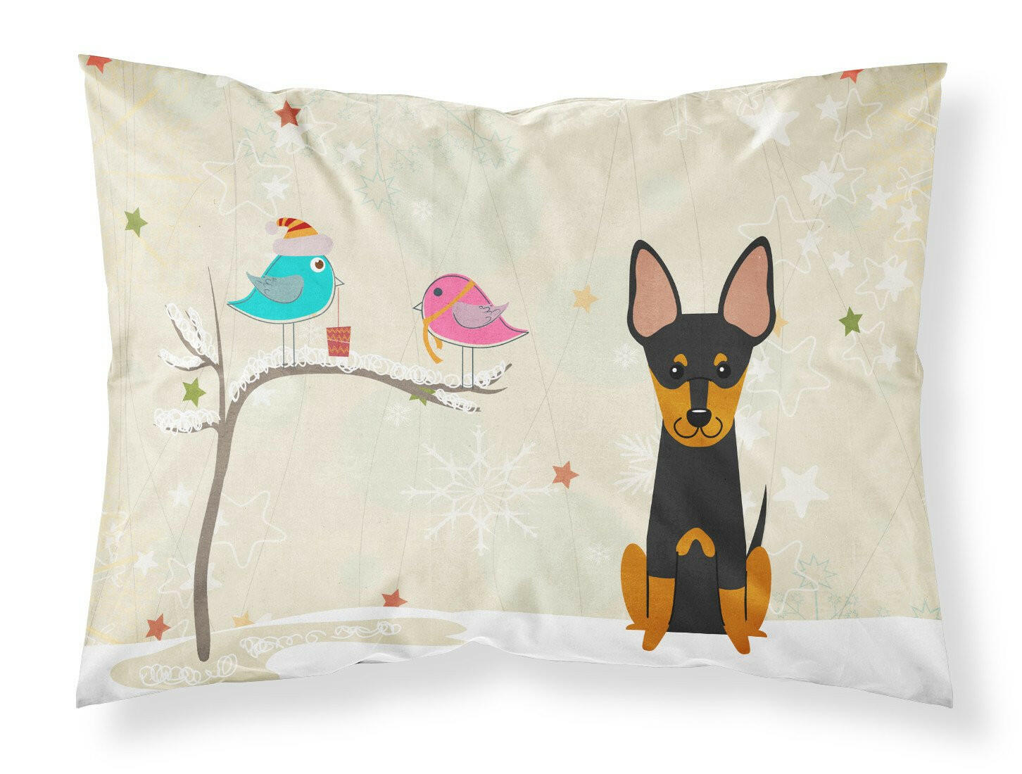 Christmas Presents between Friends English Toy Terrier Standard Pillowcase Lightweight Super Soft Easy Care Decorative Artwork Pillowcase, Standard