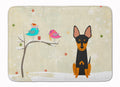 Christmas Presents between Friends English Toy Terrier Memory Foam Kitchen Mat Machine Washable Anti-Fatigue Cushion Comfort Bath or Kitchen Rug
