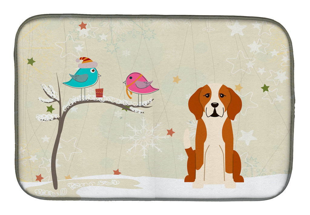Christmas Presents between Friends English Foxhound Dish Drying Mat Absorbent Dish Drying Mat Pad for Kitchen Counter Dish Drainer Mat for Countertop, 14 x 21", Multicolor